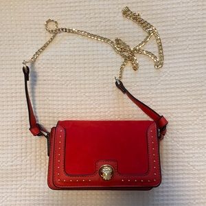 Red faux suede TopShop crossbody
